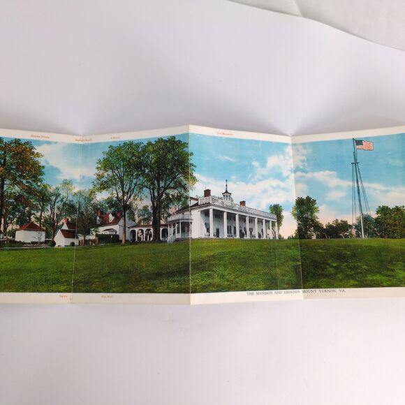 George Washington's Mansion Mt Vernon Virginia 1920s Fold-Out Postcards VA 1927 - Picture 4 of 11